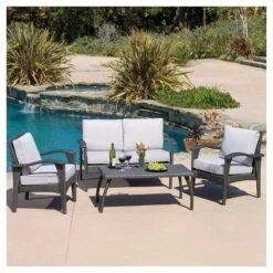 Honolulu Outdoor 4pc Wicker Seating Set And Cushions - Christopher Knight Home -Christopher Knight Home GUEST d12f396e 9dd7 44b5 9789 0372da75f670