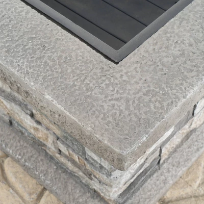 Crestline 29" Concrete Wood Burning Fire Pit - Square - Natural Stone - Christopher Knight Home 2 Crestline 29" Concrete Wood Burning Fire Pit - Square - Natural Stone - Christopher Knight Home - Image 2