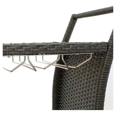 Bahama Wicker Bar Cart - Gray - Christopher Knight Home 2 Bahama Wicker Bar Cart - Gray - Christopher Knight Home - Image 2