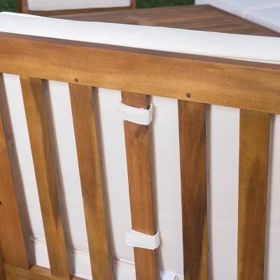 Perla 9pc Acacia Wood Patio Conversation Set - Teak/Cream - Christopher Knight Home 2 Perla 9pc Acacia Wood Patio Conversation Set - Teak/Cream - Christopher Knight Home - Image 2