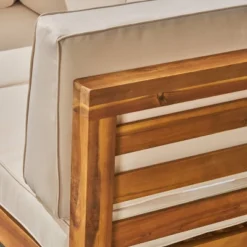 Oana 9pc Acacia Wood U-Shaped Sectional Sofa Set Teak/Beige - Christopher Knight Home -Christopher Knight Home GUEST d2ef3ef3 cb57 4620 a83a d30ea423d62b