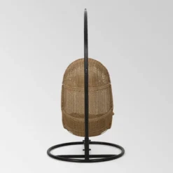 Ripley Outdoor Wicker Hanging Chair With Stand - Light Brown/Dark Gray - Christopher Knight Home -Christopher Knight Home GUEST d5a443ed d538 4910 a916 7a5e9c4e9e59