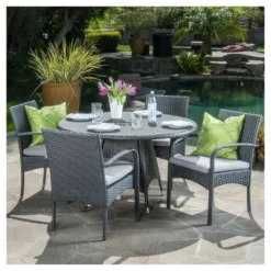Theodore 5pc Wicker Patio Dining Set - Christopher Knight Home -Christopher Knight Home GUEST d6a686ba 8d4e 486b bc4c e8cf789df10f