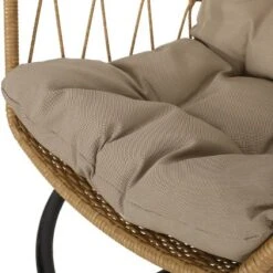 Allegra Outdoor Wicker Hanging Chair With Stand - Light Brown/Tan - Christopher Knight Home -Christopher Knight Home GUEST d6eeeb05 db3b 4e36 a0a7 5d1c9786fc83