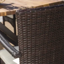 Brandywine 6pc Acacia Wood/Wicker Patio Dining Set - Brown/Cream - Christopher Knight Home -Christopher Knight Home GUEST d8816a83 39de 4182 98eb cd35a671c989