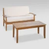 Peyton 2pc Acacia Wood Loveseat And Coffee Table Set - Teak/Beige - Christopher Knight Home