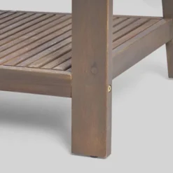 2pc Grenada Acacia Wood Patio Chat Set With Sunbrella Cushions Gray/Navy - Christopher Knight Home -Christopher Knight Home GUEST dba64d49 e09a 49d5 abe0 31a5827ebe0a