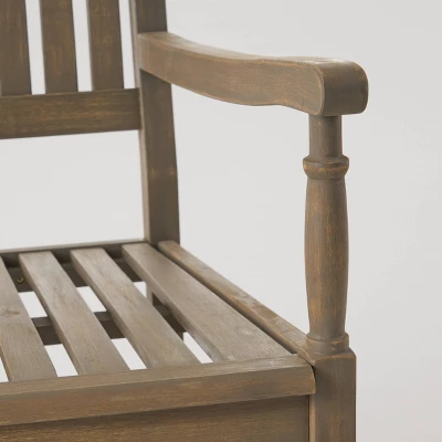 Arcadia 2pc Acacia Wood Rocking Chair And Side Table Set Gray - Christopher Knight Home 3 Arcadia 2pc Acacia Wood Rocking Chair And Side Table Set Gray - Christopher Knight Home - Image 3