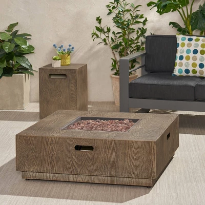 Wellington 40" Square Iron Gas Fire Pit With Tank Holder - Brown - Christopher Knight Home 1 Wellington 40" Square Iron Gas Fire Pit With Tank Holder - Brown - Christopher Knight Home