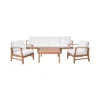 Perla 7pc Acacia Wood Sofa & Club Chair Set - Teak/Cream - Christopher Knight Home