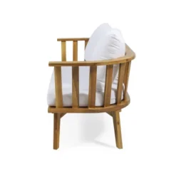 Solano 4pc Outdoor Wooden Chat Set With Rectangular Coffee Table - White/Teak - Christopher Knight Home -Christopher Knight Home GUEST df0cde68 9140 45ca a664 5d63489bbe71