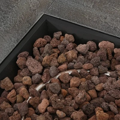 Blaeberry Outdoor Square Fire Pit Natural Stone - Christopher Knight Home 3 Blaeberry Outdoor Square Fire Pit Natural Stone - Christopher Knight Home - Image 3