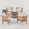 Everglade 6pc Acacia Wood Club Chairs And Fire Pit Set Teak/White/Stone - Christopher Knight Home