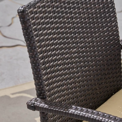 Clayton 7pc Acacia Wood & Iron Dining Set - Teak/Brown/Cream - Christopher Knight Home 2 Clayton 7pc Acacia Wood & Iron Dining Set - Teak/Brown/Cream - Christopher Knight Home - Image 2