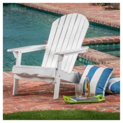 Hanlee Folding Wood Adirondack Chair - White - Christopher Knight Home