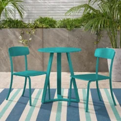 Samos 3pc Iron Bistro Set - Matte Teal - Christopher Knight Home -Christopher Knight Home GUEST e2ca294c c095 4f16 b49b d8ee0637cba9