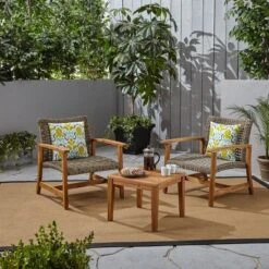 3pc Hampton Wood And Wicker Patio Set - Christopher Knight Home -Christopher Knight Home GUEST e2e06ba9 134c 4241 8b22 a6fd0438b4e1
