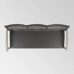 Hampton Wood & Wicker Sofa - Light Gray/Black - Christopher Knight Home -Christopher Knight Home GUEST e2e1e6f3 e3f8 4e09 b593 1c2693544caf