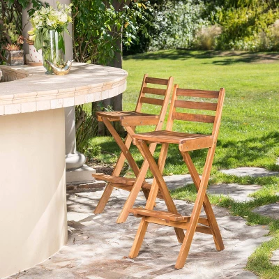 Tundra Set Of 2 Acacia Wood Folding Patio Bar Chair - Natural - Christopher Knight Home 1 Tundra Set Of 2 Acacia Wood Folding Patio Bar Chair - Natural - Christopher Knight Home