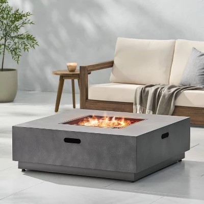 Wellington Outdoor 50000 BTU Square Fire Pit With Concrete Finish - Christopher Knight Home 1 Wellington Outdoor 50000 BTU Square Fire Pit With Concrete Finish - Christopher Knight Home