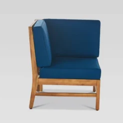 Perla 7pc Acacia Wood Seating Set - Teak/Blue - Christopher Knight Home -Christopher Knight Home GUEST e533b223 d1a1 4a2a abcc 12ddba8f1c8e