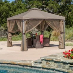 Skyline 10' X 10' Steel Patio Gazebo -Nutmeg -Christopher Knight Home -Christopher Knight Home GUEST e53a8333 4e27 4474 bed7 42e08c6c96d7
