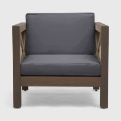 Brava 2pk Acacia Wood Club Chairs - Gray/Dark Gray - Christopher Knight Home -Christopher Knight Home GUEST e6014599 2f48 4119 a7ac b1147a86ef9c