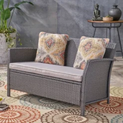 St. Lucia Wicker Loveseat - Gray - Christopher Knight Home -Christopher Knight Home GUEST e66f1fce 27cd 4583 9a0f 393d732650dd
