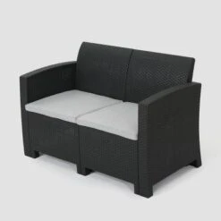 Daytona 4pc Faux Wicker Chat Set - Charcoal - Christopher Knight Home -Christopher Knight Home GUEST e700b371 0f2c 437d a5fd b28f4b0b5e97