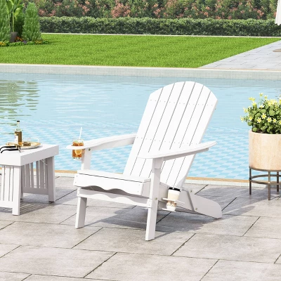 Bellwood Outdoor Acacia Wood Folding Adirondack Chair White - Christopher Knight Home 2 Bellwood Outdoor Acacia Wood Folding Adirondack Chair White - Christopher Knight Home - Image 2