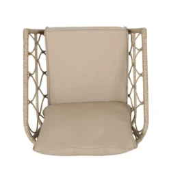 4pc Bruce Outdoor Wicker Set With Cushions Light Brown/Beige - Christopher Knight Home -Christopher Knight Home GUEST ea2ab678 b07f 401b b49c f4ddb39a98c6 1