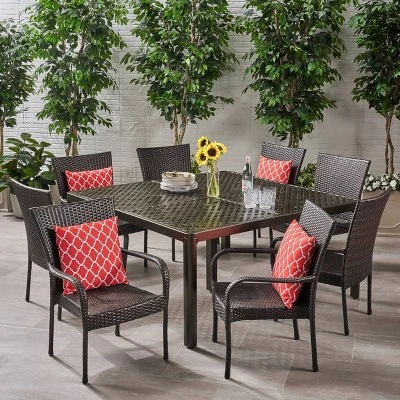 Bullpond 9pc Aluminum And Wicker Dining Set - Christopher Knight Home 7 Bullpond 9pc Aluminum And Wicker Dining Set - Christopher Knight Home - Image 7