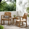 Selma 3pc Acacia Wood Rocking Chair W/ Cushion & Acacia Side Table - Teak - Christopher Knight Home