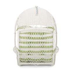 Greystone Indoor/Outdoor Hanging Chair With 8' Chain - White/Green - Christopher Knight Home -Christopher Knight Home GUEST ee5d91a5 ec73 4a5c 8375 f9ebce432e3f