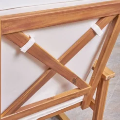 2pk Candel Acacia Wood Rocking Patio Chair Teak/Cream - Christopher Knight Home -Christopher Knight Home GUEST ef66b2e5 1e27 4402 bde7 cd00c855cfd4