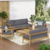 5pc Magnolia Patio Acacia Wood 7 Seater Chat Set - Teak/Dark Gray - Christopher Knight Home