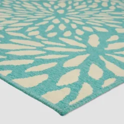 Simone Floral Outdoor Rug Blue/Ivory - Christopher Knight Home
