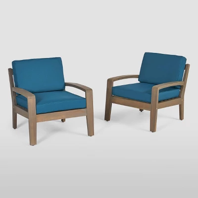 4pc Grenada Acacia Patio Chat Set Gray - Christopher Knight Home 2 4pc Grenada Acacia Patio Chat Set Gray - Christopher Knight Home - Image 2