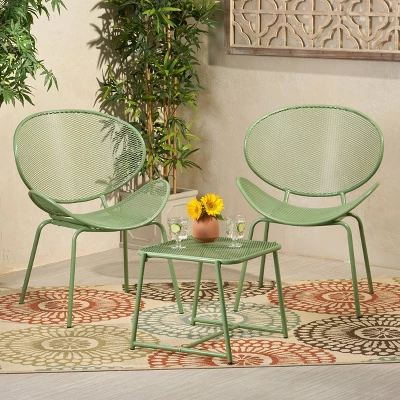 Elloree 3pc Iron Modern Chat Set - Christopher Knight Home 1 Elloree 3pc Iron Modern Chat Set - Christopher Knight Home