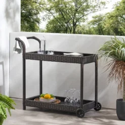 Savona Wicker Outdoor Serving Cart - Brown - Christopher Knight Home 13 Savona Wicker Outdoor Serving Cart - Brown - Christopher Knight Home -Christopher Knight Home GUEST f604d357 716c 431e a7cf 70c46b895069