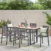 Harding 7pc Outdoor Aluminum Dining Set - Natural/Gray/Dark Gray - Christopher Knight Home