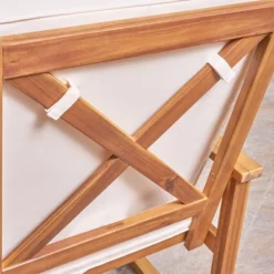 Candel Acacia Wood Rocking Patio Chair Teak / Cream - Christopher Knight Home -Christopher Knight Home GUEST f78b88a3 781a 40ad b0ce fb3cb3ac6c0d