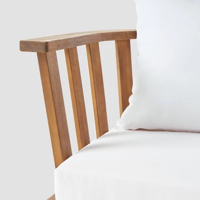 Barton 2pc Acacia Wood Club Chair & Table Set - Teak/White - Christopher Knight Home 3 Barton 2pc Acacia Wood Club Chair & Table Set - Teak/White - Christopher Knight Home - Image 3