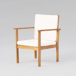 Luciano 8pc Acacia Wood Modern Chat Set - Brown Patina/Cream - Christopher Knight Home -Christopher Knight Home GUEST f799f691 53a9 4ed0 9a59 18e6b638c088