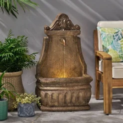 Christopher Knight Home 13 Finley Outdoor Single Spout Fountain - Light Brown - Christopher Knight Home