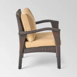 Kalo 5pc Wicker Chat Set With Fire Table - Brown/Tan/Light Gray - Christopher Knight Home -Christopher Knight Home GUEST f95b24c3 41fb 4c2d b04a c737f5a21df4