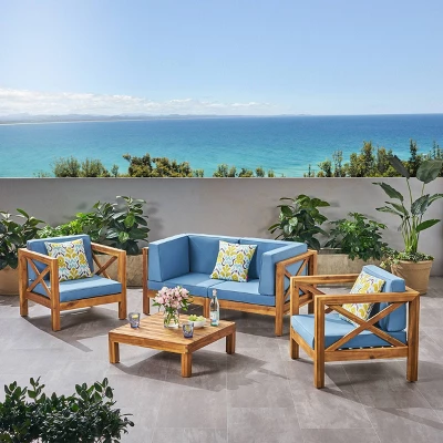 Brava 5pc Acacia Wood Patio Conversation Set - Christopher Knight Home 7 Brava 5pc Acacia Wood Patio Conversation Set - Christopher Knight Home - Image 7