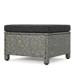 Puerta 2pk Outdoor Wicker Ottomans With Cushions - Black/Dark Gray - Christopher Knight Home -Christopher Knight Home GUEST f9dba45b 9fc9 428d a918 b2abd5fe6a56
