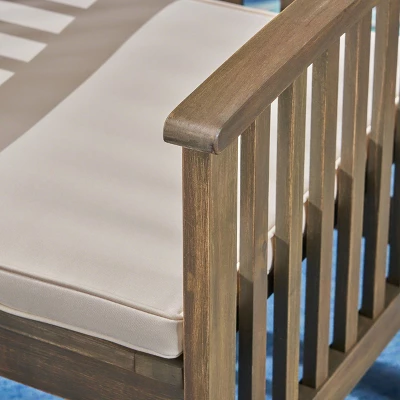 Casa 3pc Acacia X Leg Bistro Dining Set Gray/Cream - Christopher Knight Home 3 Casa 3pc Acacia X Leg Bistro Dining Set Gray/Cream - Christopher Knight Home - Image 3