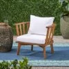 Solano Acacia Wood Club Chair Teak/ White - Christopher Knight Home